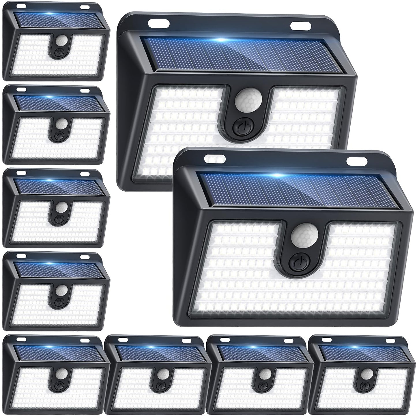 CLAONER Solar Motion Sensor Lights, 10 Pack, Super Bright, Waterproof, Cool White, Model SL360AB