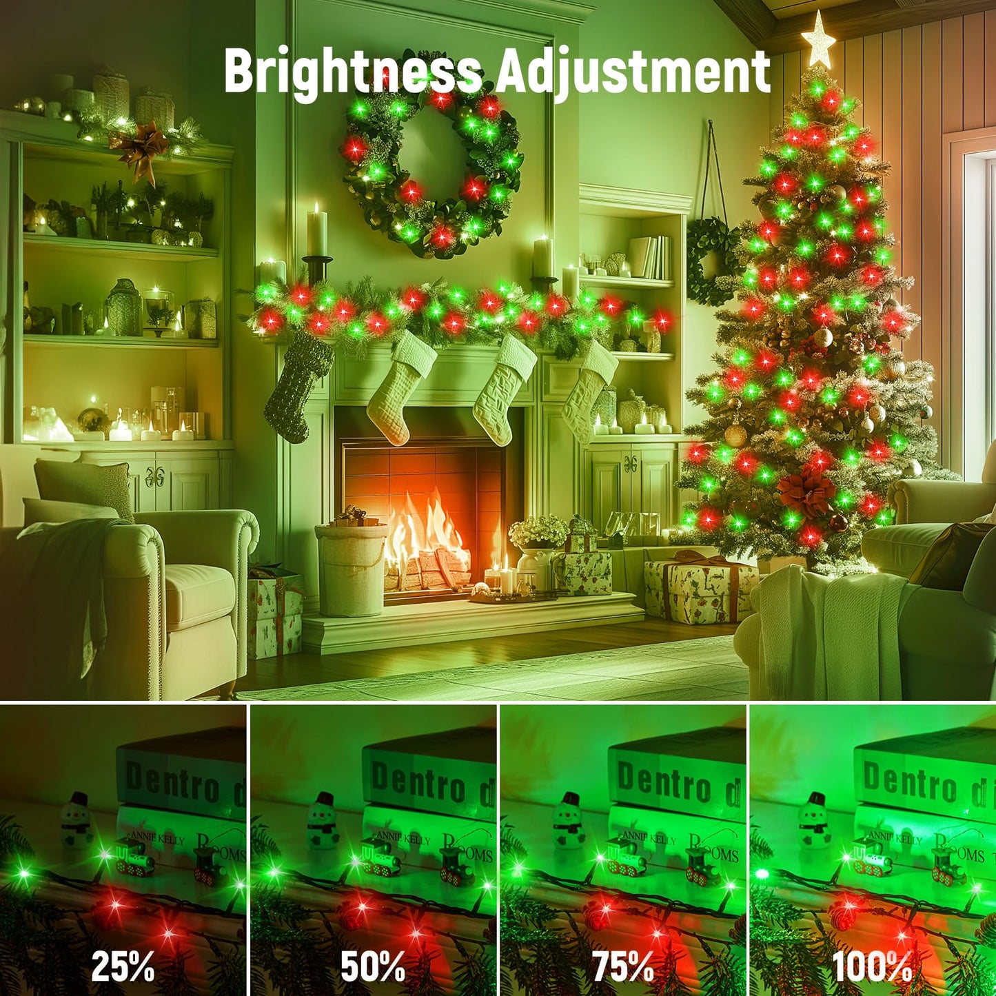 Minetom 1000 Led Christmas Tree Lights  328 Ft Green Wire Led Decorative Fairy Lights With Remote & 8 Modes  Waterproof For Outdoor Xmas Holiday Party Garden Wedding Home Decor  Red & Green