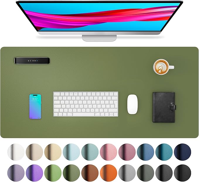 Aothia Desk Protector Mat, Mouse Pad, Non-Slip Waterproof PU Leather Desk Blotter, Laptop, Writing for Office and Home (2...