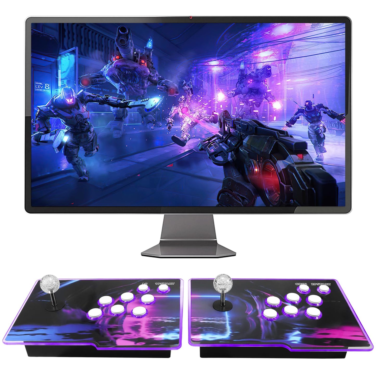 EraVortx Newly Upgrade 3D Arcade Games Console with 256G Built-in 30000+ Classic Games, 20+ Simulators, WiFi Download Game, Retro Arcade Machine for 4K TV & Projector & PC, Supports 1-4 Players