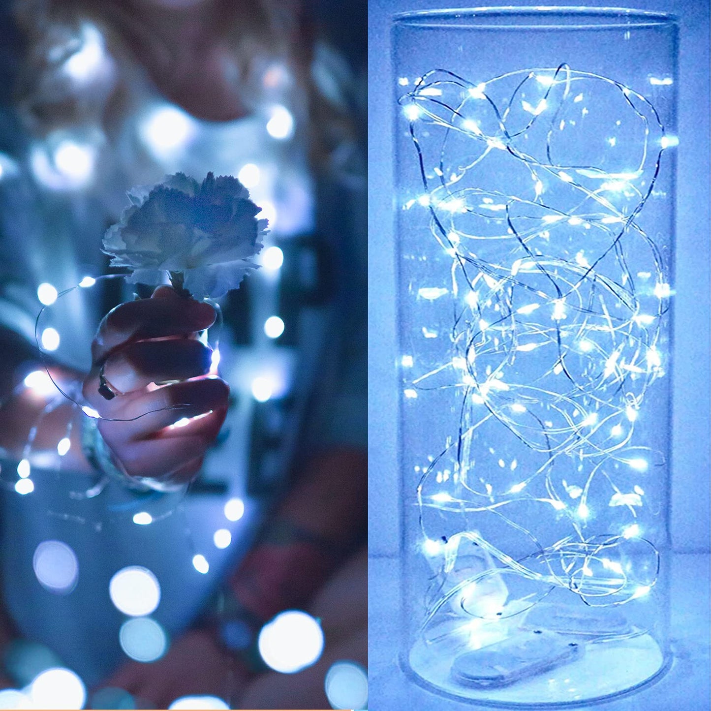 SmilingTown 15 Packs Fairy String Lights, 20 LED, 6.6FT, Copper Wire, Cool White