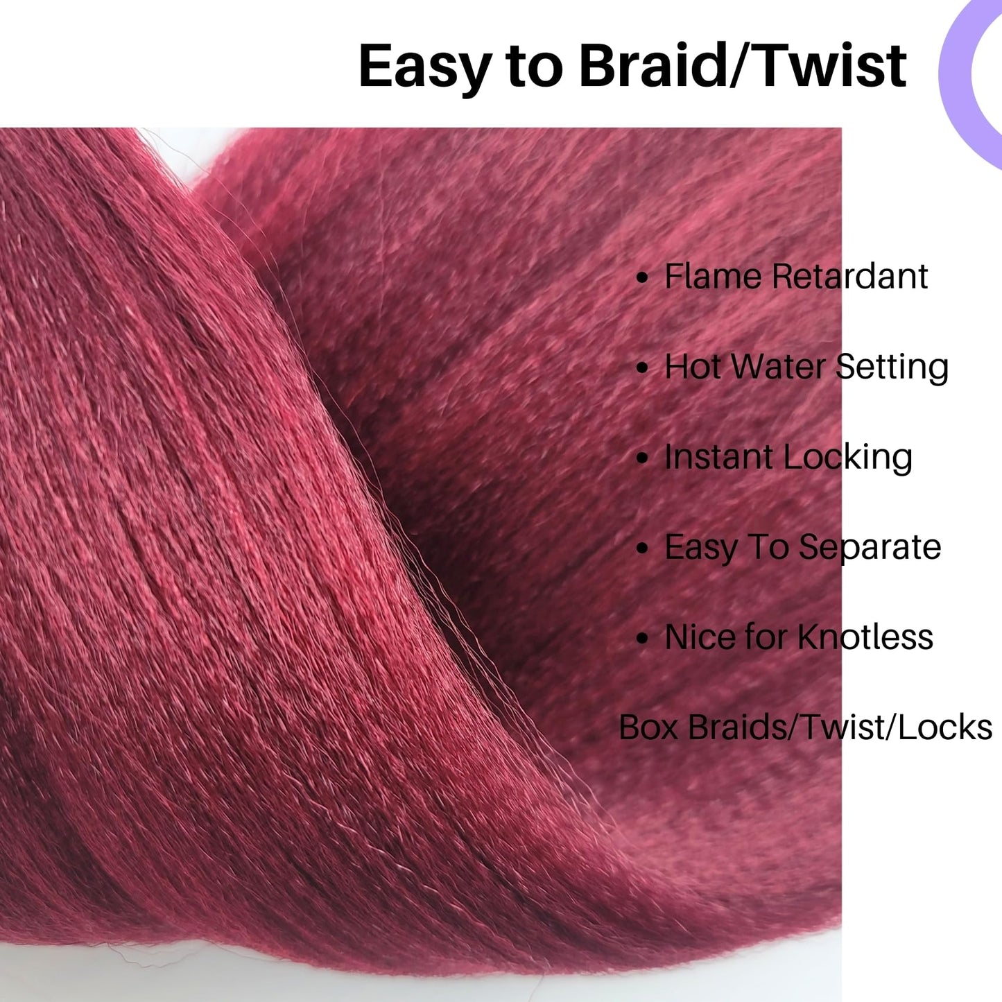 Burgundy Braiding Hair Pre Stretched 16 Inch for Knotless Braids Synthetic Box Braiding Hair for Women