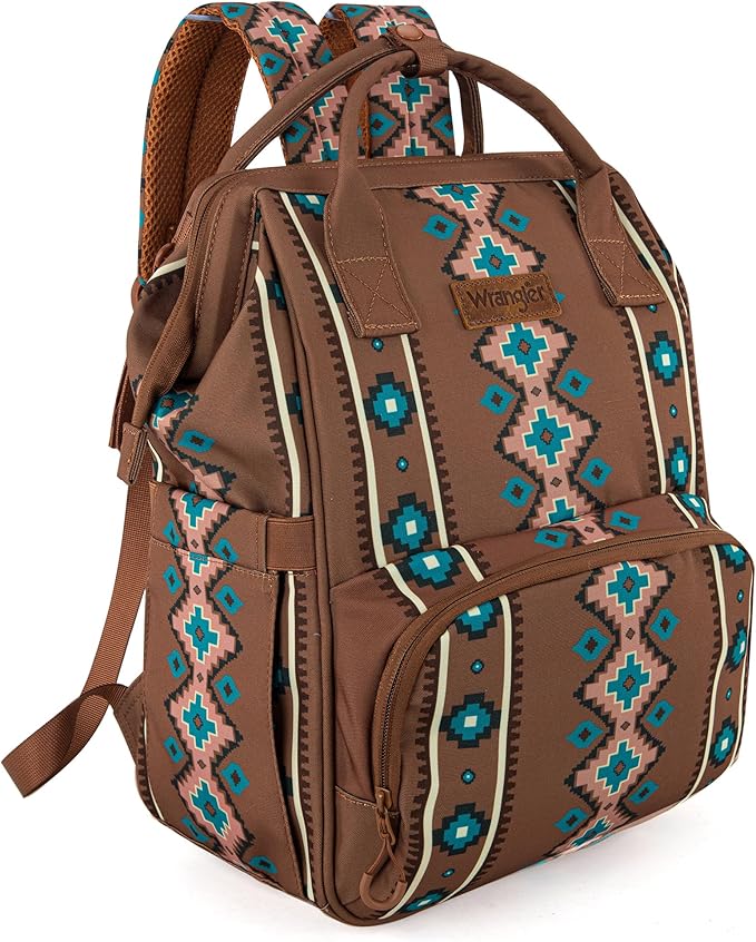 Montana West Wrangler Callie Diaper Bag Backpack with Stroller Straps Multifunction Baby Travel Bag WG2204-9110DBR