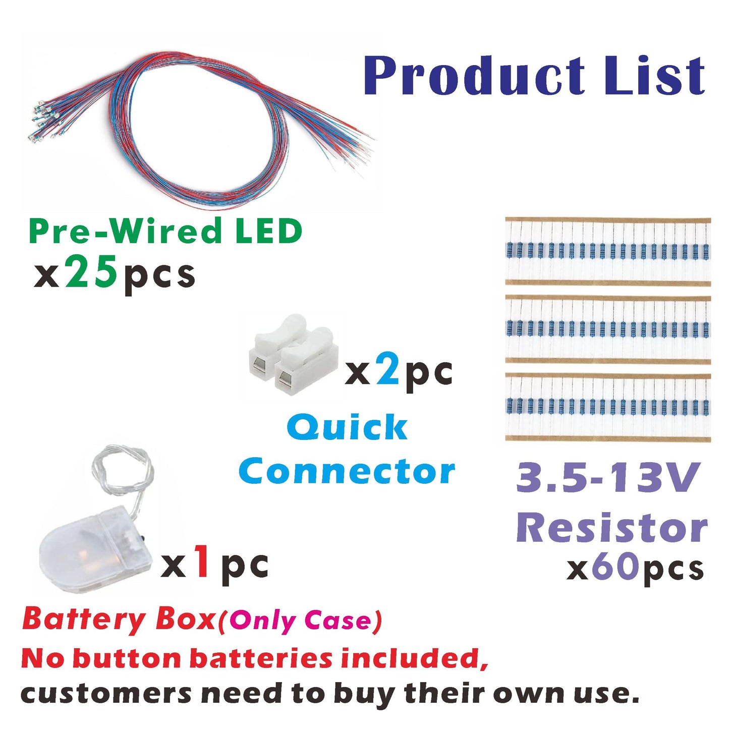 ZZHOB 25PCS Pre-Wired 0805 SMD LEDs, Continuous Blue Light, Copper, 25 Count, Blue