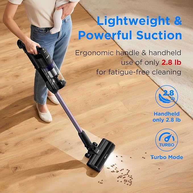 Candy Cordless Vacuum Cleaner,45Mins Vacuum Cleaners for Home,Stick Vacuum,Strong Suction,Removeable Battery,Anti-Tangle,One Click Clean,Lightweight Handheld for Hardwood Floor Carpet Pet Hair Car