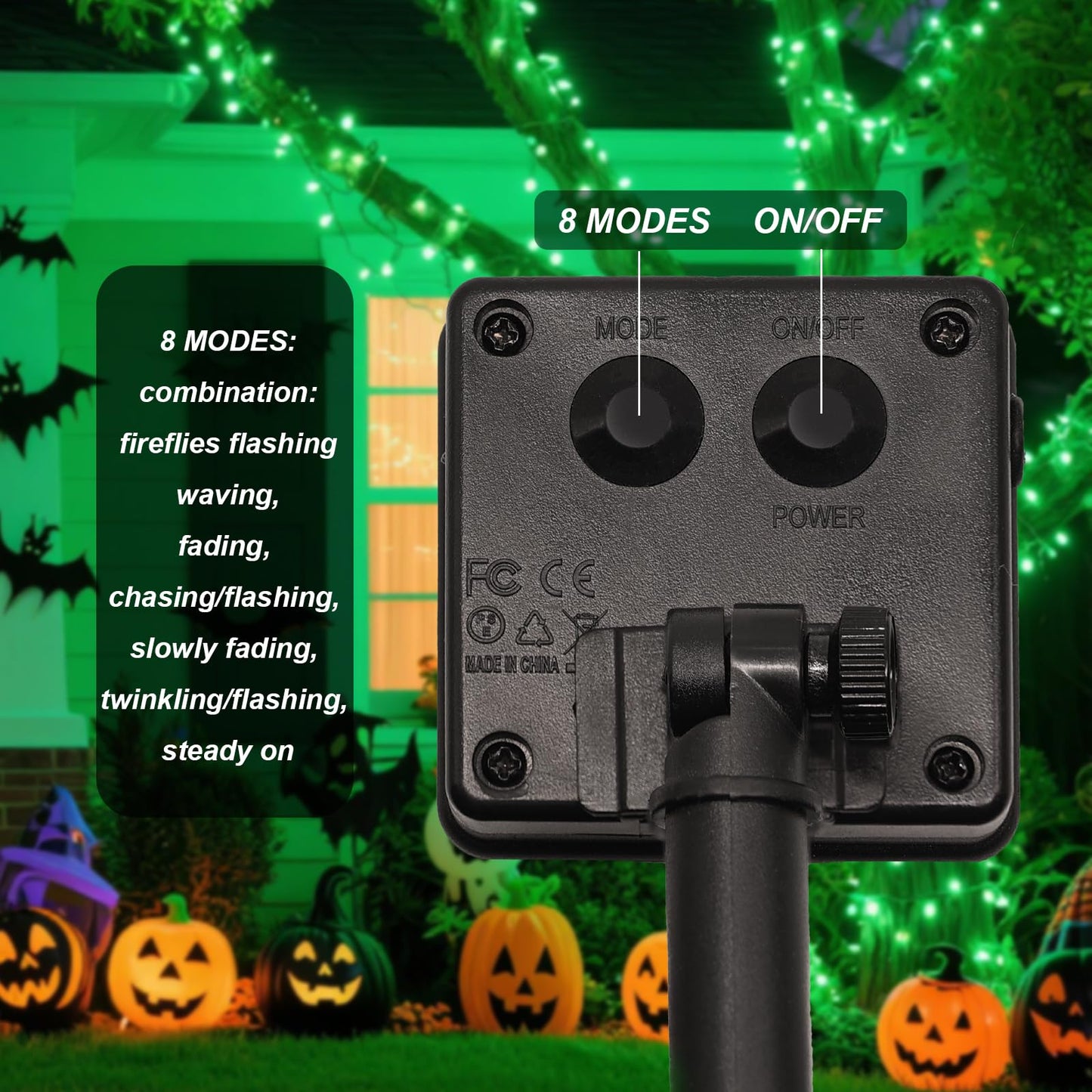 Angmln Green Solar String Lights Outdoor  200 Leds 8 Modes Waterfall Fairy Bunch Lights Outdoor Waterproof  Green Halloween Decor  Christmas Tree  St Patrick Decorations For Outside Tree Yard