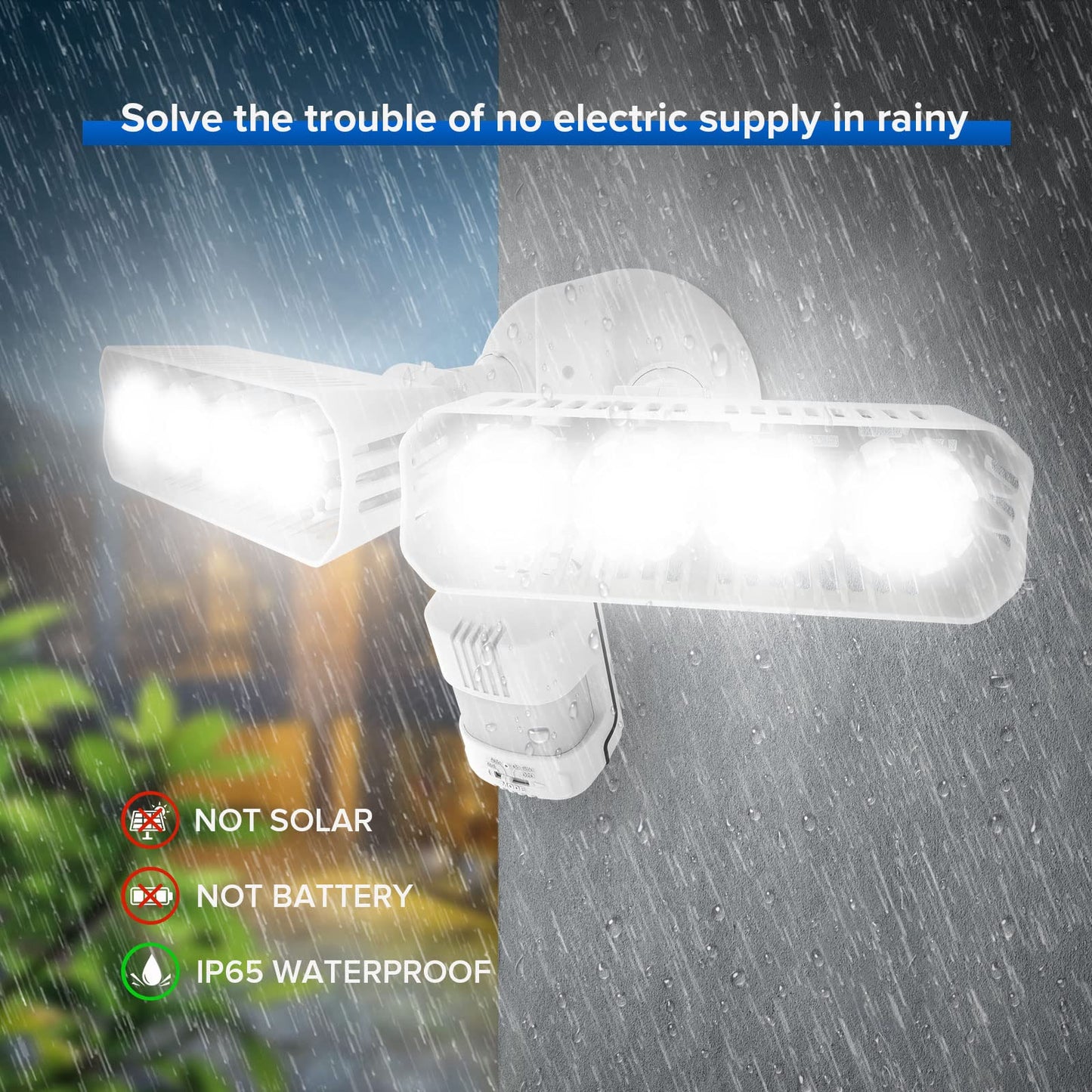 SANSI LED Motion Sensor Outdoor Light 36W, White, 5000K, IP65, Hardwired Security Flood Light, Model C2440-JW-36W