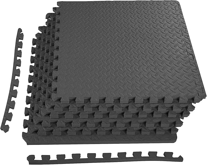 BalanceFrom 24x24 Inch EVA Interlocking Foam Exercise Tile Mat – Non-Slip Puzzle Flooring for Home Gym, Fitness Studio, or...