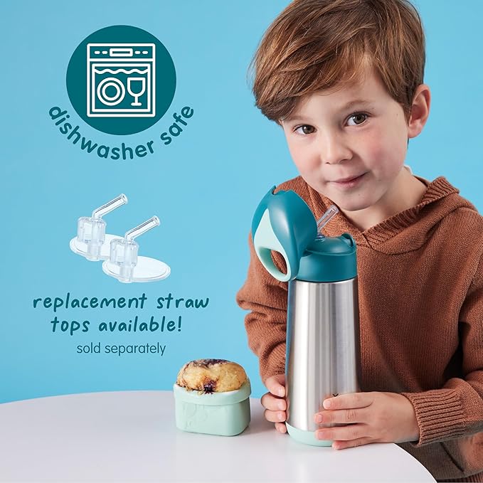Looney Tunes by b.box 12 oz Insulated Kids Water Bottle: Keeps Drinks Cold up to 8 Hours, Warm up to 6 Hours. Triple Wall Stainless Steel Kids Drink Bottle w/Free Flow Silicone Straw Top