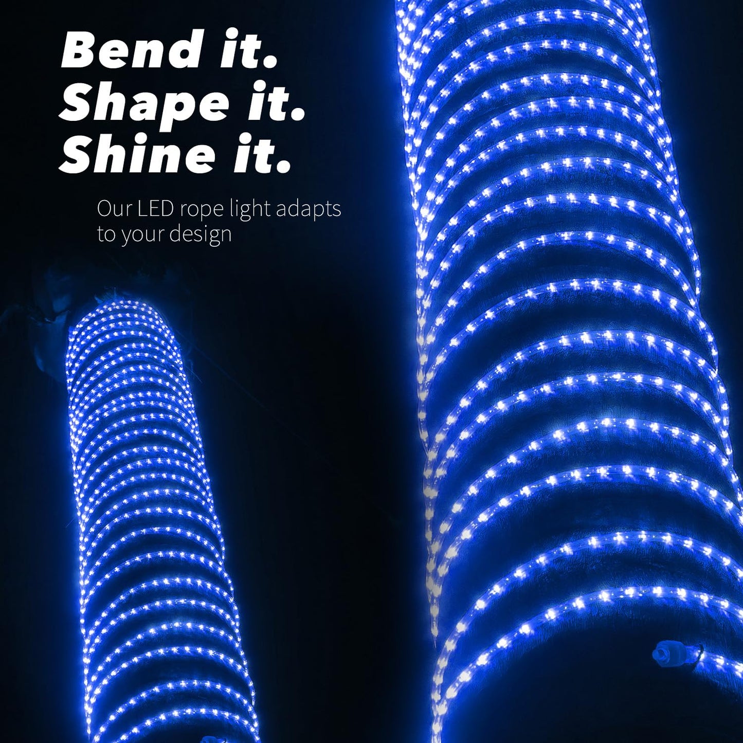 WYZworks LED Rope Lights, Waterproof, 20ft, Blue, Flexible PVC Tube, ETL Certified, Outdoor Holiday Decorative Lighting