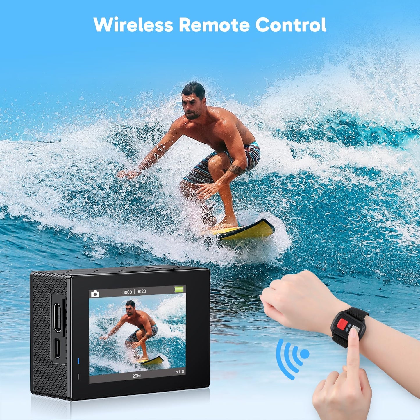 AKASO Brave 4 Action Camera with Waterproof Floating Hand Grip and Carry Bag Bundle - 4K30 20MP Ultra Hd EIS 131ft Underwater Camera 5xZoom Dual Screen with Helmet and Bicycle Accessories Kit