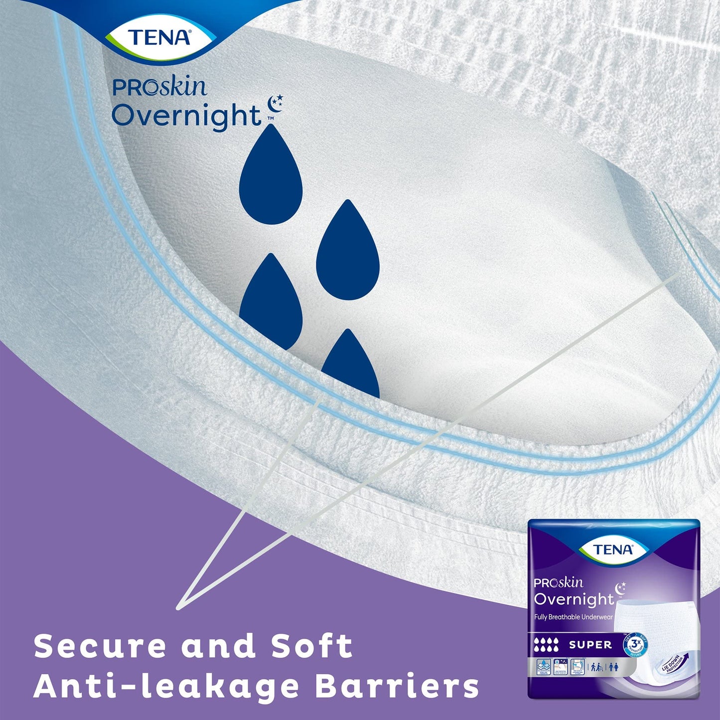 TENA ProSkin Overnight Super Disposable Underwear Pull On with Tear Away Seams Large, 72325, 56 Ct