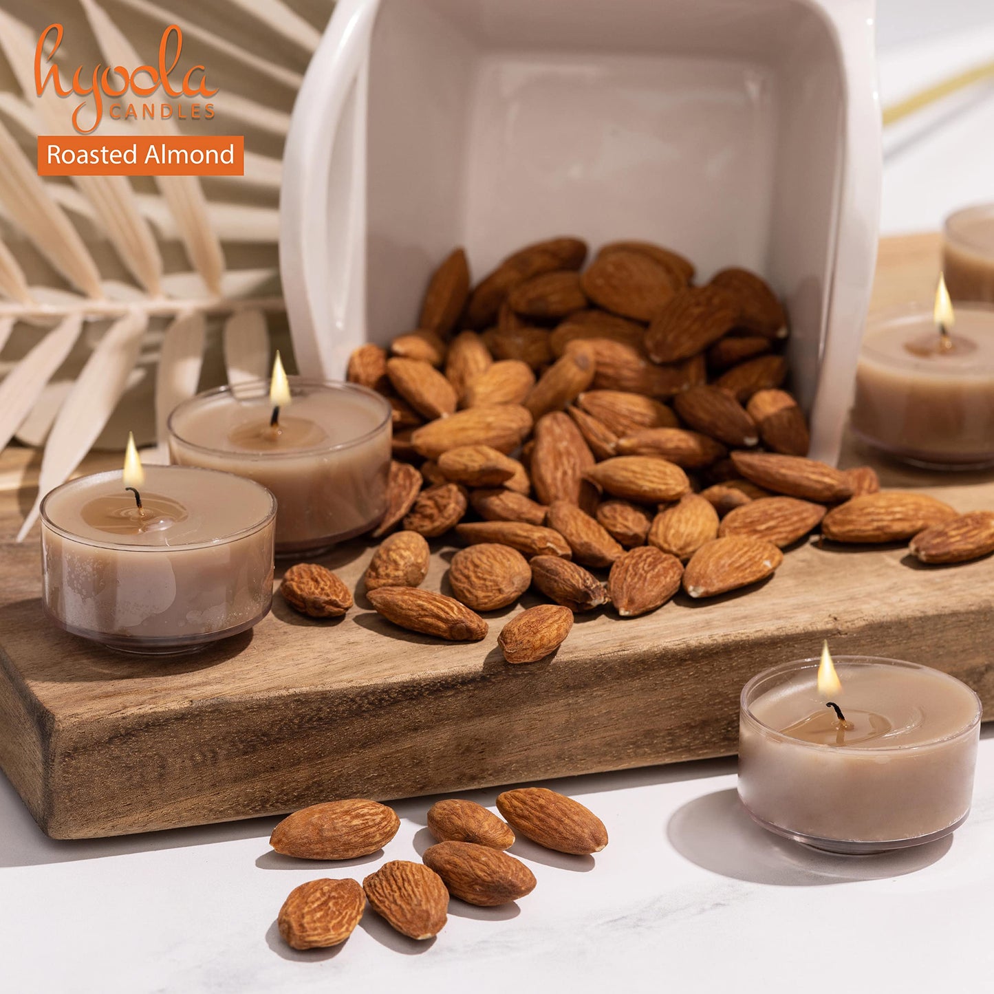 Hyoola Scented Tealight Candles - Roasted Almonds - 15 Pack - 6 Hour Burn Time - Clear Cup - Model H10213