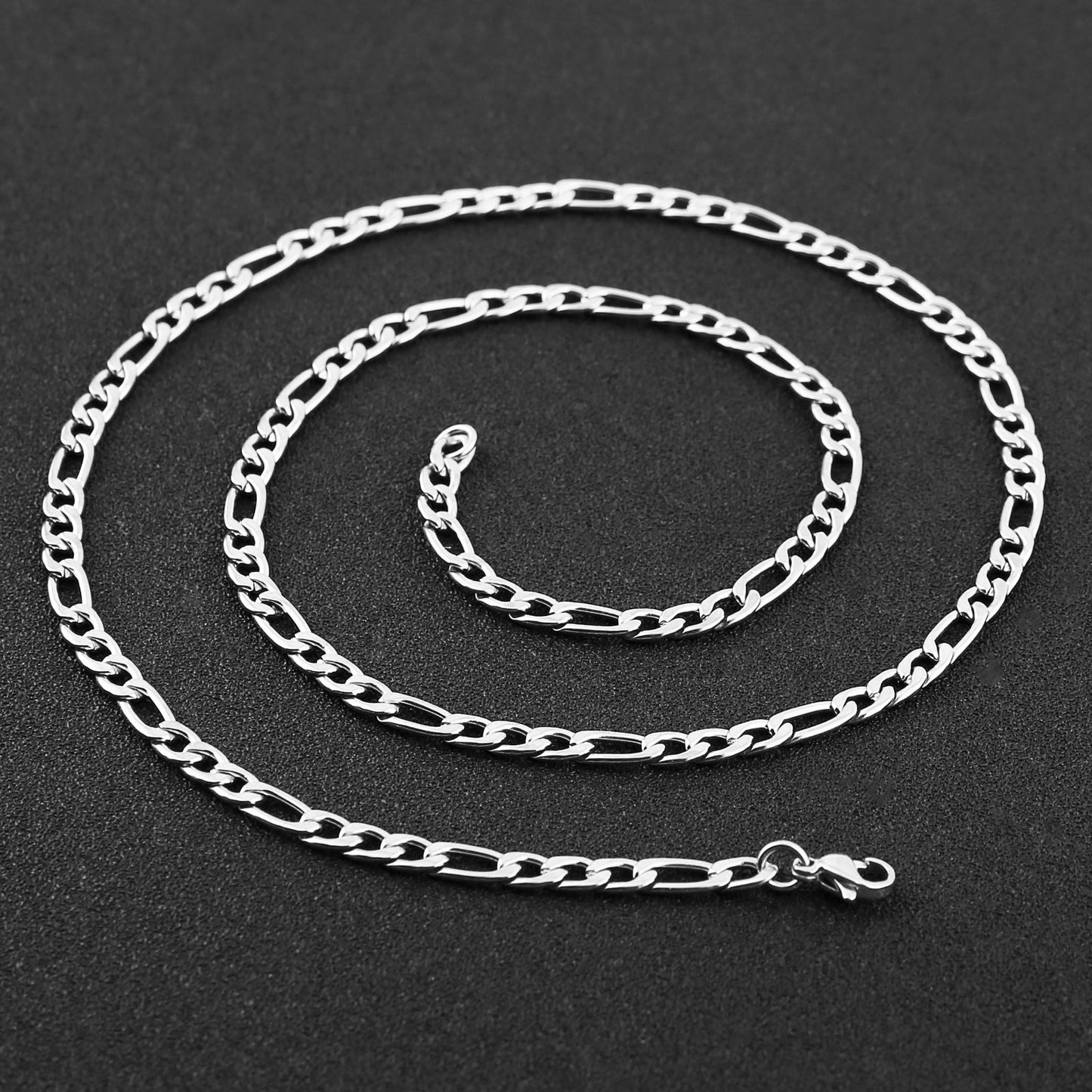 HZMAN Men Women 24k Real Gold Plated Figaro Chain Stainless Steel Necklace, Wide 3mm 5mm 7mm