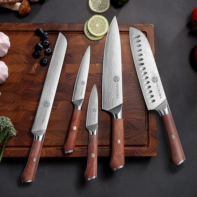 YOTSUBA 5PCS Kitchen Knives Set,Kitchen Knife Set,German High Carbon Stainless Steel Ultra Chef Knife Sets with Ergonomic Handle for Chopping Vegetable and Cooking