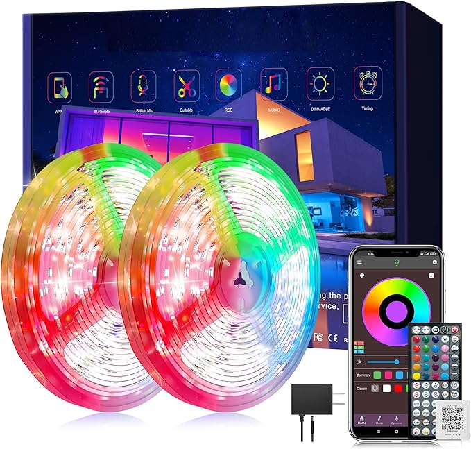 Ledagic Led Lights for Bedroom 250ft (2 Rolls of 125ft) Color Changing RGB Led Strip Lights with 60 Keys Remote and App Co...