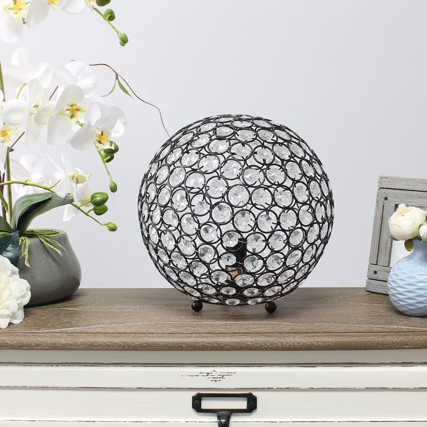 Lalia Home Table Lamp - 10in Contemporary Metal Crystal Sphere - Restoration Bronze - Model 1270-LHT-3013-RZ