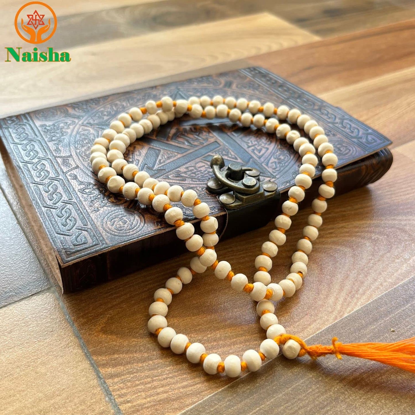 NAISHA Gaumukhi Japa Mala Bag & Hare Rama Hare Krishna Tulsi Holy Basil Japa Mala 108+1 Beads Original for Daily Mantra Jaap, Be