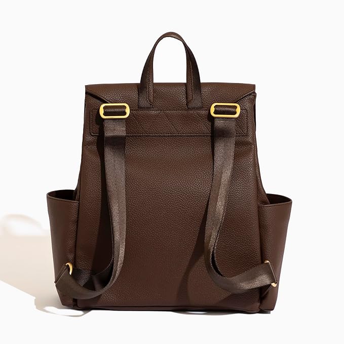 Freshly Picked Mini Classic II Diaper Bag Backpack, Wipeable Vegan Leather With Changing Pad, Convertible (Espresso V2)