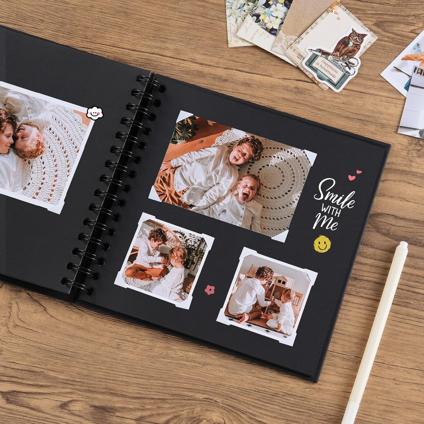 potricher 8 x 8 Inch DIY Scrapbook Album 40 Pages Hardcover Kraft Paper Scrap Book Photo Albums Memory Book for Wedding and Anniversary Family (Black, 8 Inch)
