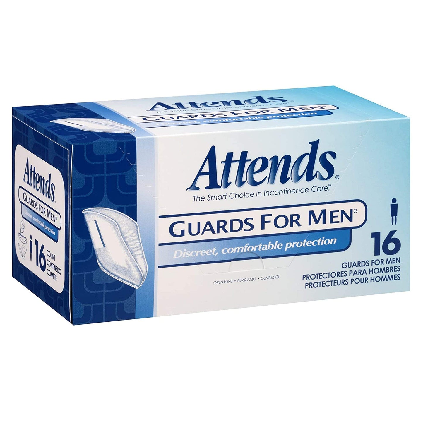 Attends Guards for Men Incontinence Care, One Size, 16-Count (x4)