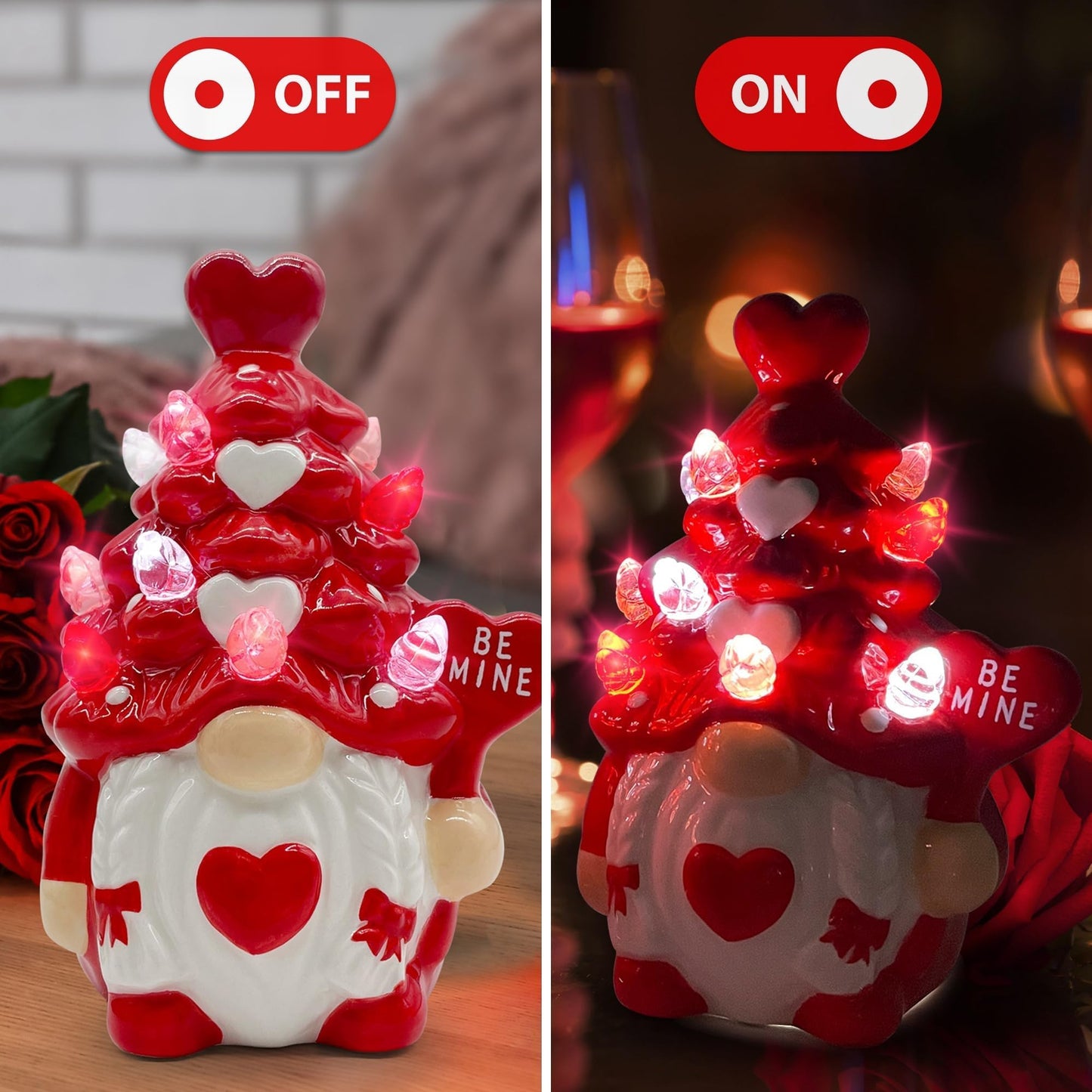Hexagram Valentines Day Decorations, Valentines Day Decor, 2Pcs Valentine Gnomes Decor, Valentine's Day Decorations, Valentine Ceramic Tree Decoration for Home