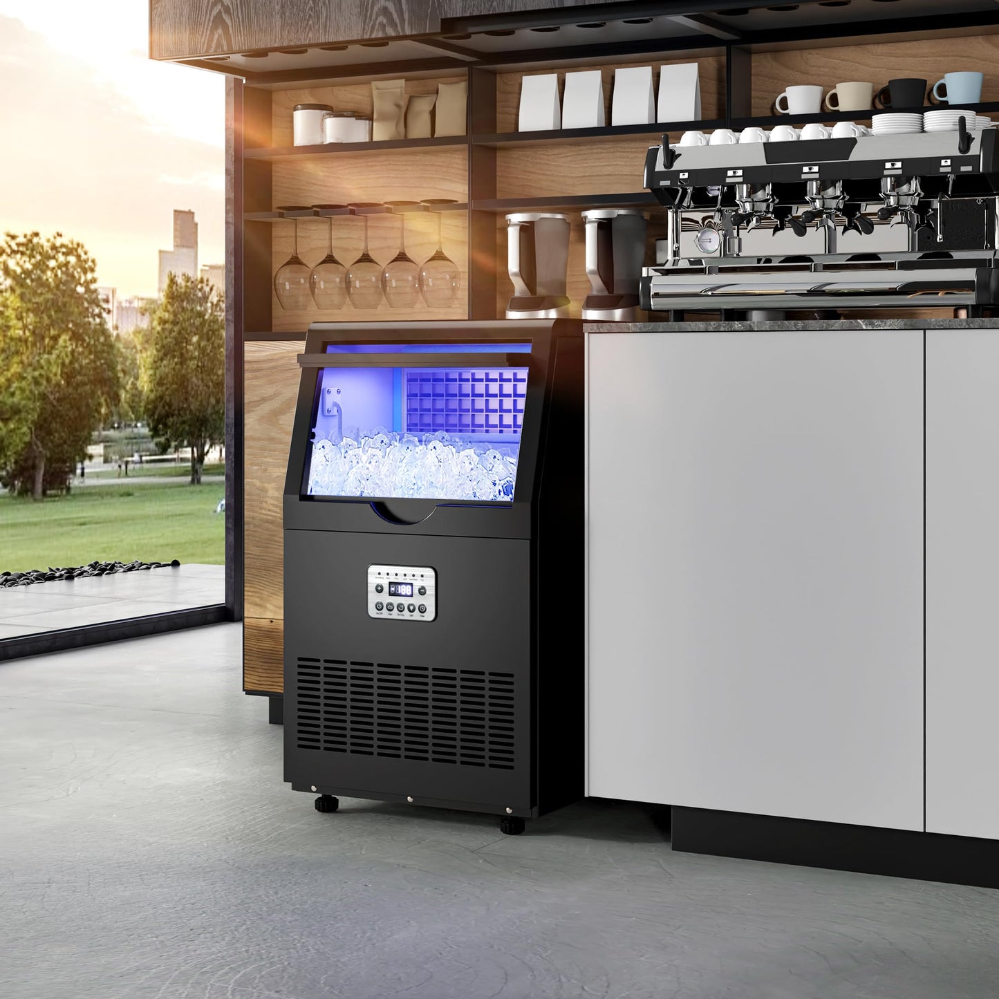 YITAHOME 130lbs Ice Maker Machine Commercial Under Counter Ice Maker, ETL & DOE Certificated Commercial Large Ice Makers Freestanding for Home Cafe Bar Restaurant 44pcs with 17lbs Storage Bin