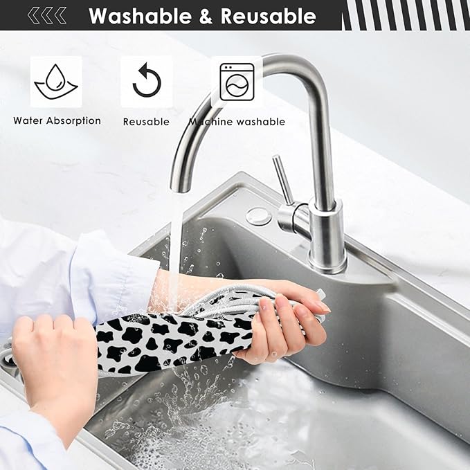 Kitchen Faucet Absorbent Mat,Cow Print Water Splash Guard for Sink, Faucet Drip Catcher Thicken Sponge Microfiber Faucet Water Catcher Mat Sink Absorbent Mat for Kitchen 23x5in 2 Pack