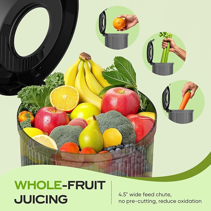 Juicer Machines, Cold Press Juicer Machine for Whole Fruits and Vegetables, 150 Watts Masticating Juicers, High Juice Yield, Juice Extractor Machine