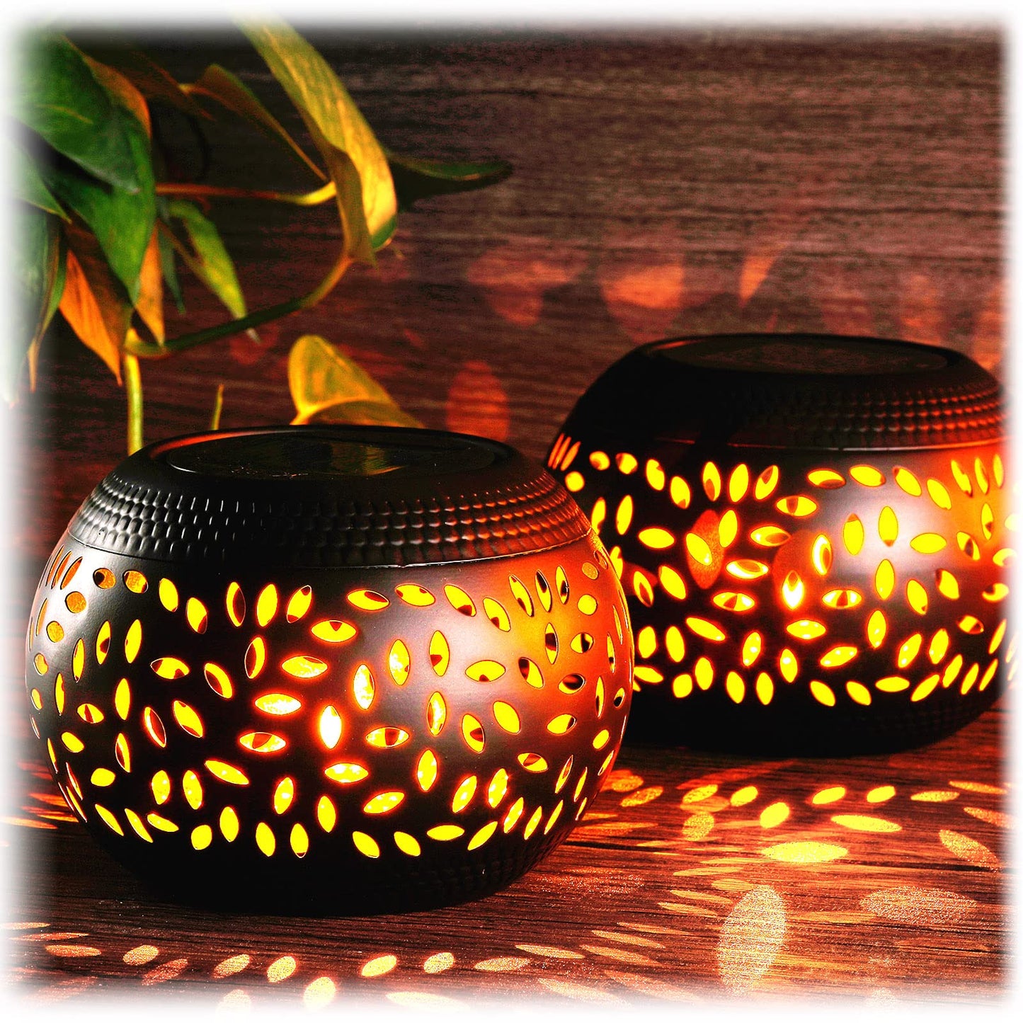 Reginary Solar Table Lantern - Waterproof Flickering Flame LED Light, Black, Decorative for Outdoor/Indoor Use