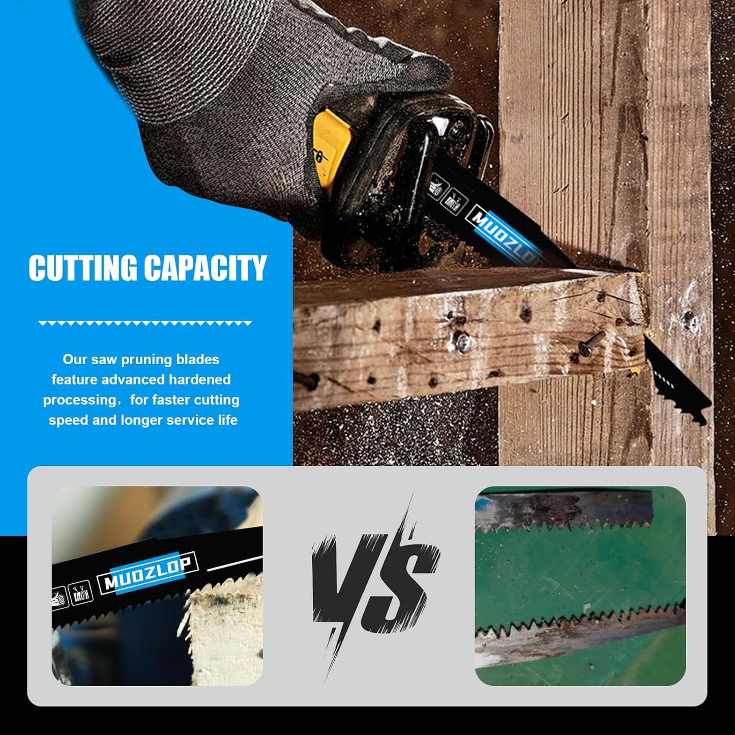 25 Pack 9 inch Reciprocating Saw Blades Set,6/12TPI High Carbon Saw Blades, Woodcutting Saw Blades with Organizer Case (25, 6/12TPI/225mm)