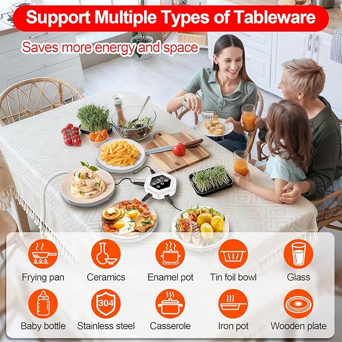 Warming Mat for Food,Upgrade 6-Pad Food Warming Mat,Fast Heating Silicone Warmer Tray with 3 Level Temperature & 3 Timer,Warmer Pad Chafing Dishes Hot Plate for Buffet Parties Gatherings Home Travel