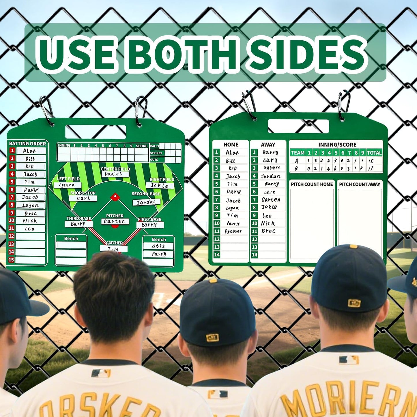 Metal Magnetic Baseball Lineup Board, Durable Softball Line up Board for Field Batting Position Coaching Equipment Accessories, Dugout 40 Dry Erase Magnet Marker Sheets Cards Baseball Clipboard