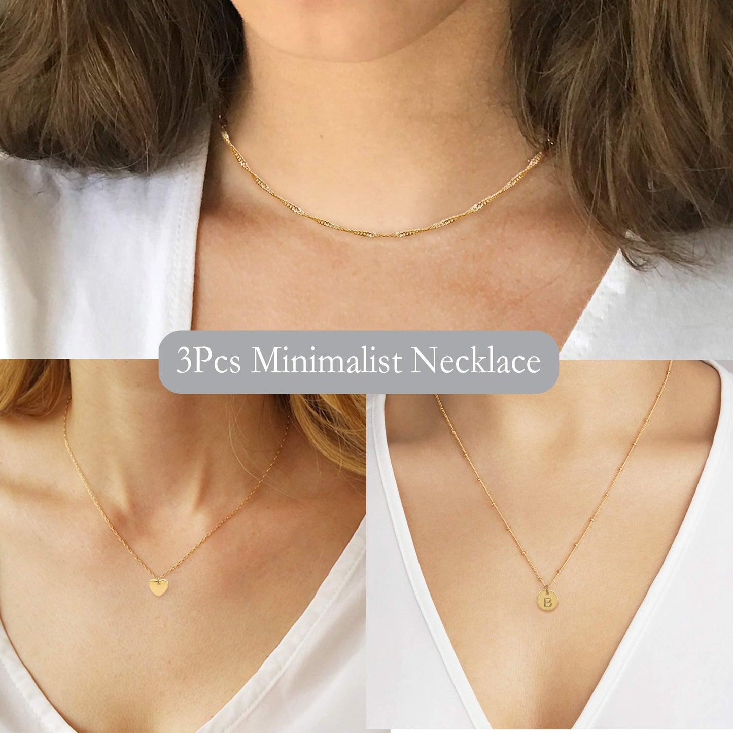 Aisansty Layered Heart Initial Necklaces for Women Handmade Dainty Tiny Heart Personalized Letter Coin Pendant Adjustable Layeri