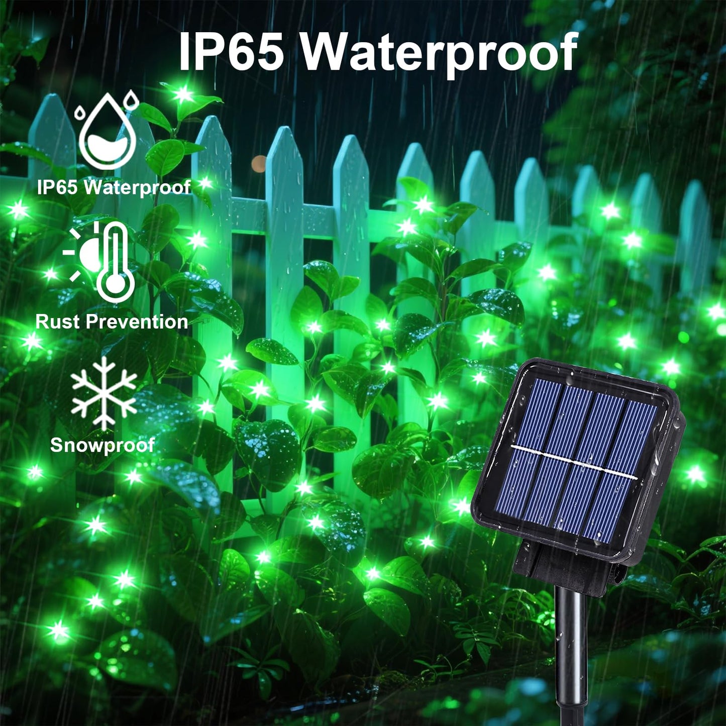 Angmln Green Solar String Lights Outdoor  200 Leds 8 Modes Waterfall Fairy Bunch Lights Outdoor Waterproof  Green Halloween Decor  Christmas Tree  St Patrick Decorations For Outside Tree Yard