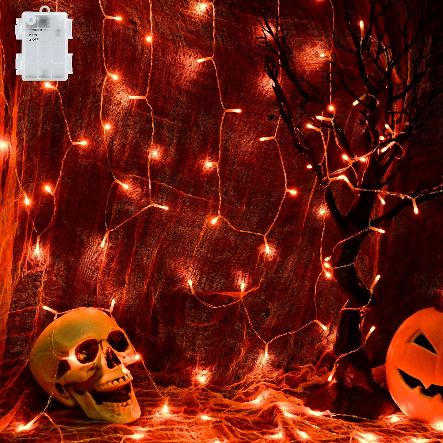 Cshare Halloween String Lights, 9.8Ft 30Led Waterproof Orange, Battery Operated With Timer, Model Cs-Fszc-3Og For Indoor/Outdoor Decor