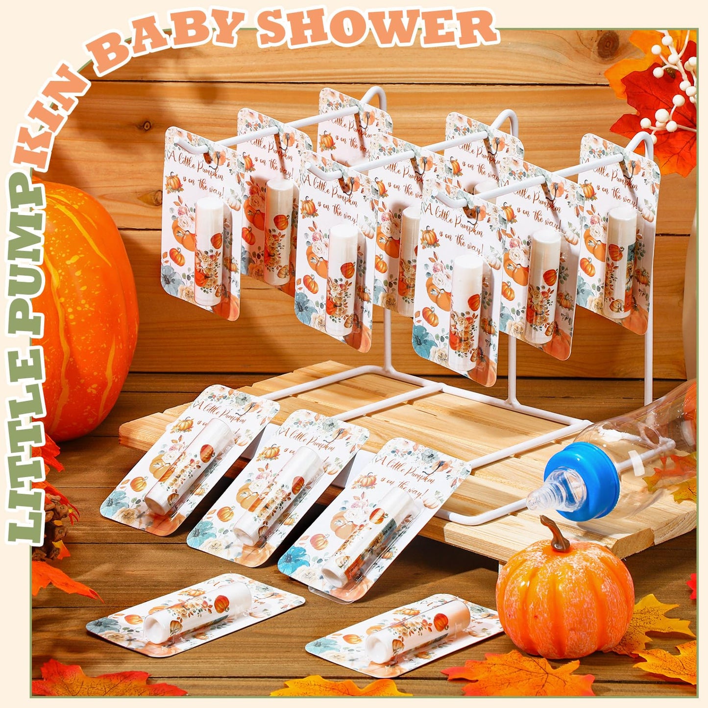 30 Pack Fall Little Pumpkin Baby Shower Games Prizes Gifts Bulk Pumpkin Pie Scented Lip Balms Favors for Boys Girls Gender Revea