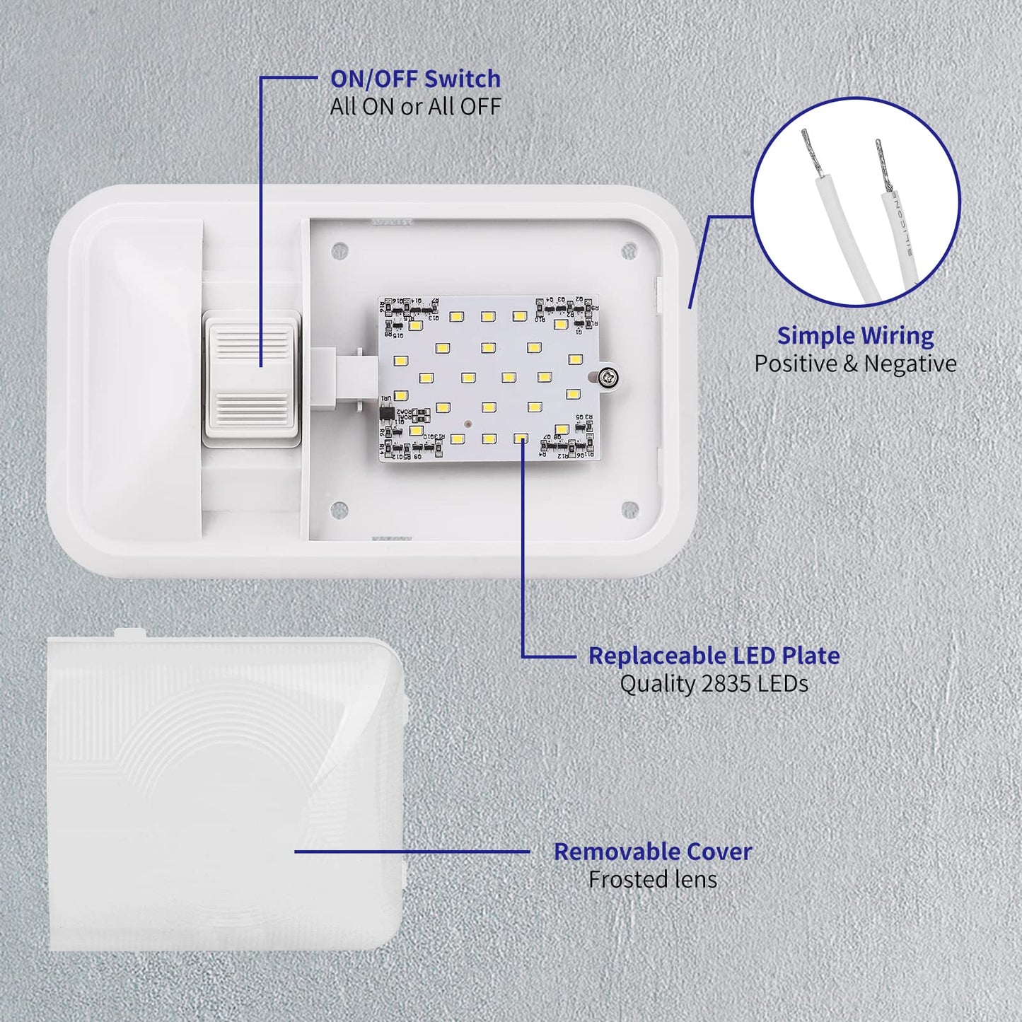 Rvzone 12V Led Rv Ceiling Dome Light Frosted Rv Interior Lighting 500Lm 4W Natural White Single Dome Light Fixture For Rv Trailer Camper Truck Van Boat (4000-4500K)