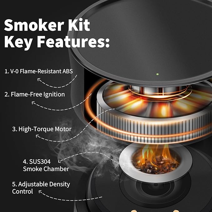 Electric Whiskey Smoker Kit with Lights: Cocktail Infuser with 6 Wood Chips for Whiskey Bourbon Lovers - Old Fashioned Drink Smoker Kits for Drink Mixing Home Bar Party - Christmas Gifts for Dad Men