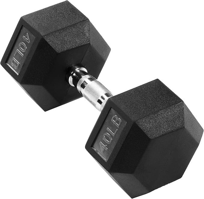 OLIXIS Rubber Hex Exercise & Fitness Dumbbell, Weights Set with Anti-Roll Design, Strength Training Equipment, Space-Savin...