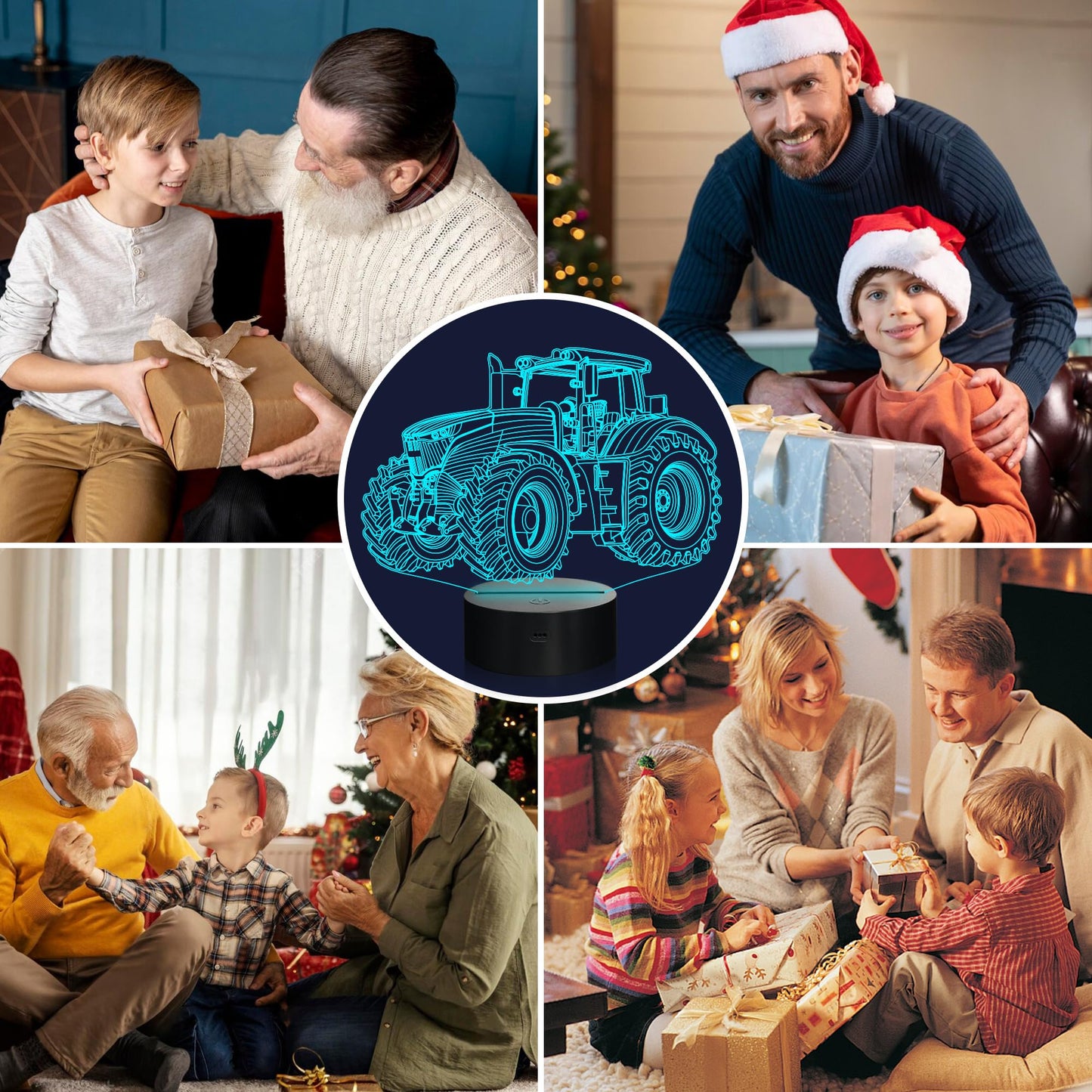 Attivolife 3D Illusion Night Lamp - 16 Color Changing, Dimmable Hologram, Usb Charge, Tractor Model Fs-2810-9999, Creative Gift For Kids