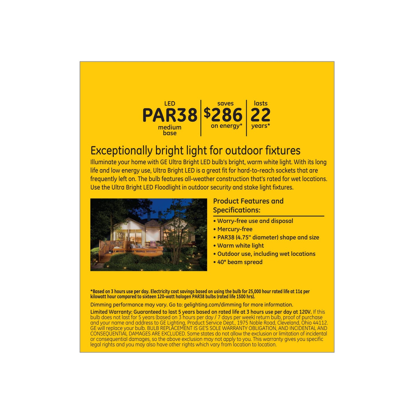Ge Lighting Ultra Bright Warm White 120W Replacement Led Outdoor Floodlight Par38 Light Bulb (1-Pack)  (93128216)
