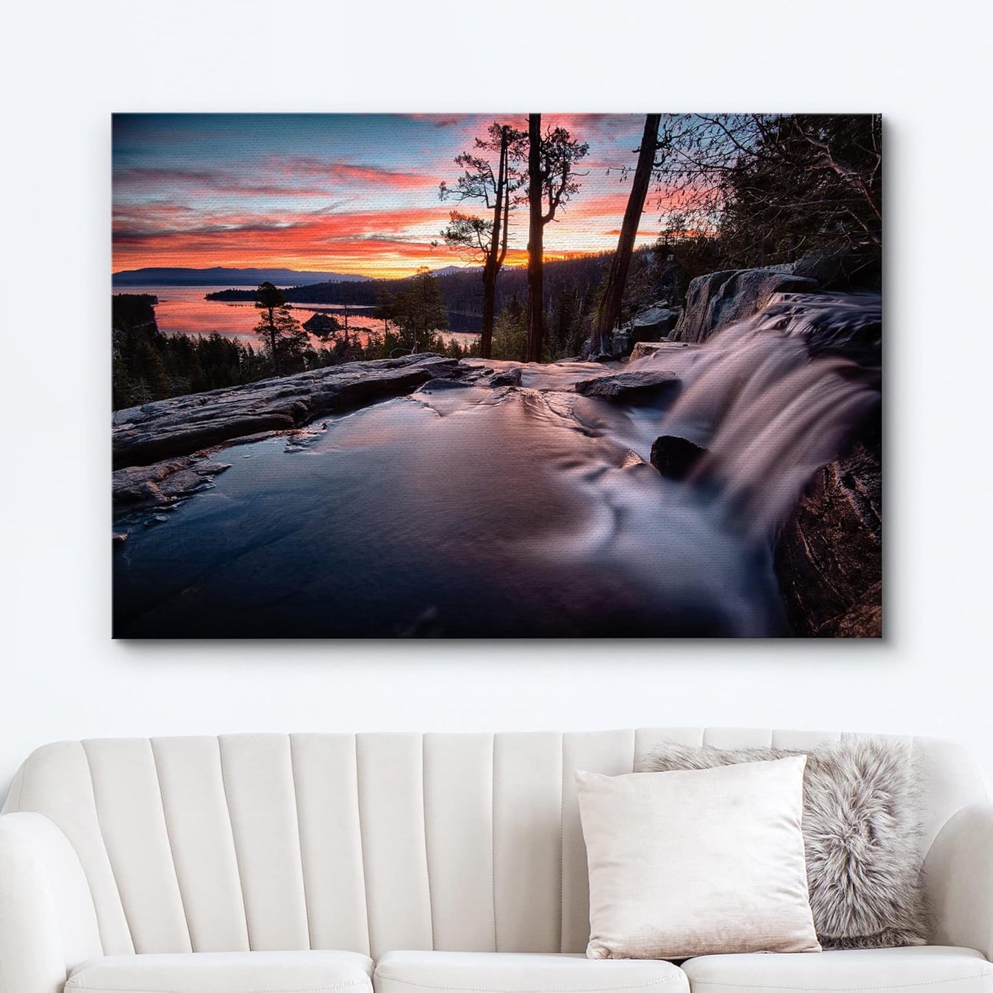 wall26 Canvas Print Wall Art Water Rushes Over Lake at Sunset Nature Wilderness Photography Modern Rustic Scenic Relax/Calm Multicolor Colorful for Living Room, Bedroom, Office - 12"x18"