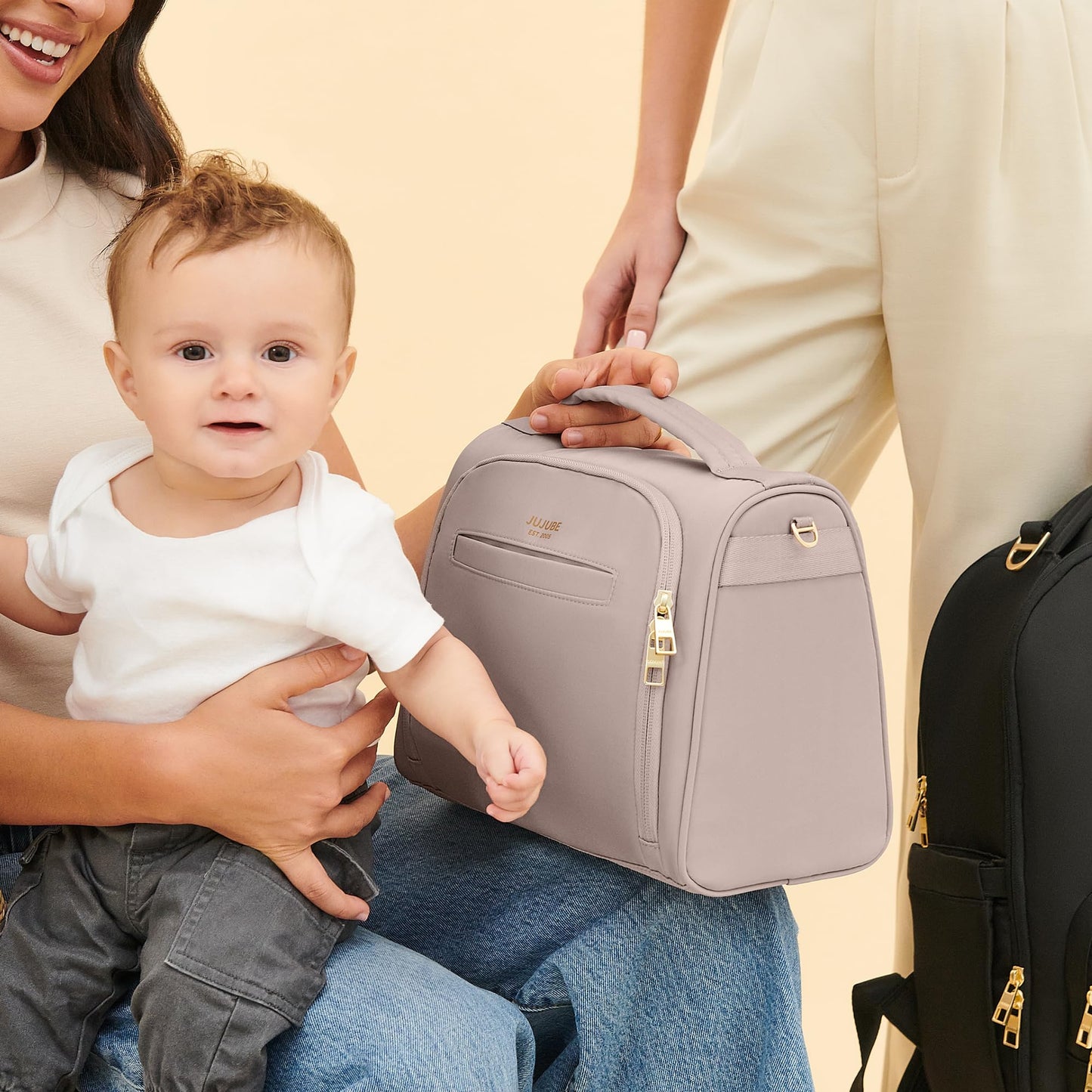JuJuBe New Insulated Bottle Bag, Breastmilk Storage Bag for Baby Bottles, Insulated Waterproof Lunch Bag or Cooler Bag for Nursing, Milk, Food, Baby Formula, Snacks, Daycare, Taupe, Mother's Day Gift