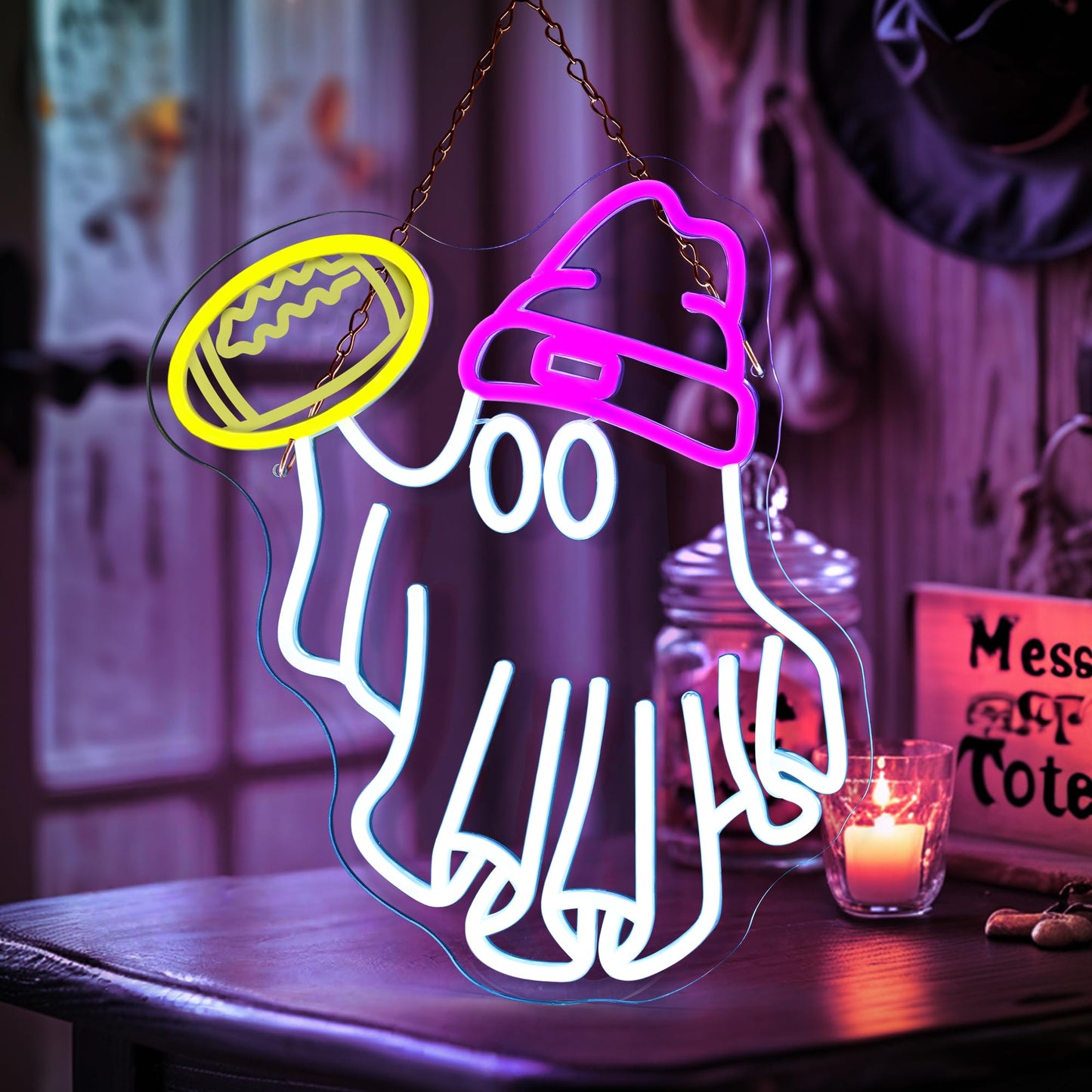 Football Neon Sign For Wall Decor  Football Ghost Shaped Neon Light  Football Led Signs For Man Cave  Teens  Boys  And Girls Bedrooms And Game Rooms. Neon Wall Signs Gift For Football Fans Teens