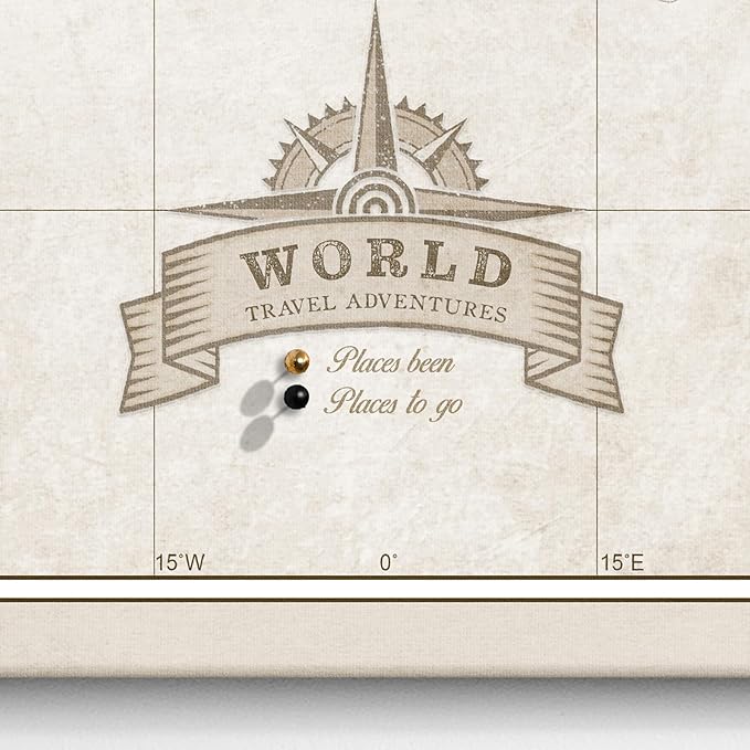 Canvas World Map with Cork Pin Board - English Lettering - Decorative Wall Decoration for All Rooms - Canvas Pictures with World Map Motif (70x50 cm, Pattern 23)