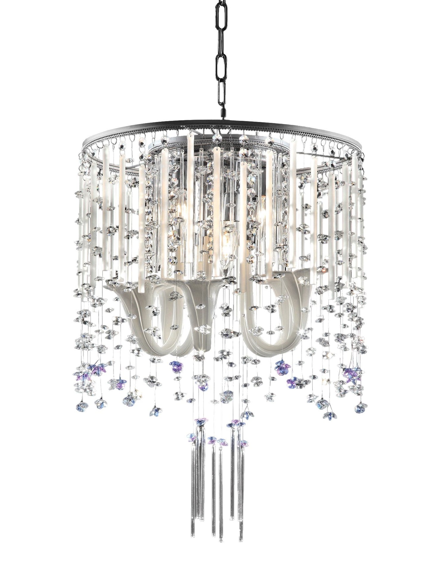 OK Lighting Fairy Mist Crystal Ceiling Lamp, 25.0in, Metal, Silver, Model OK-5130-H2
