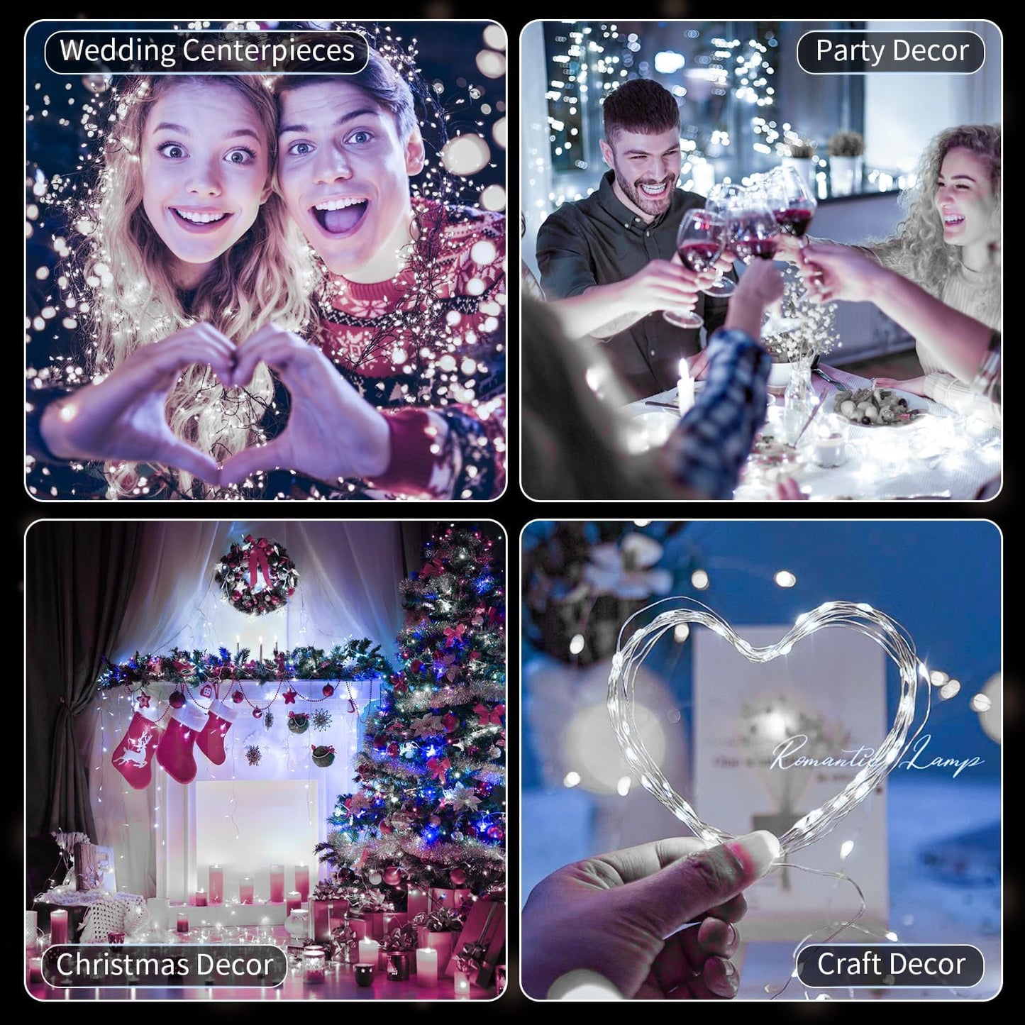 30 Pack LED Fairy Lights Battery Operated,3 Features Blinking Slowly Blinking & just on 7FT 20 LED Waterproof Mini Twinkle String Lights for Wedding Party Christmas Decorations,White