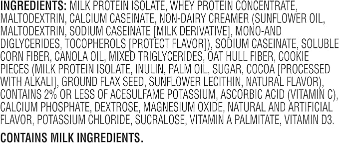 Muscle Milk Genuine Protein Powder, Cookies 'N Crème, 1.93 Pounds, 12 Servings, 32g Protein, 3g Sugar, Calcium, Vitamins A, C & D, NSF Certified for Sport, Energizing Snack, Packaging May Vary
