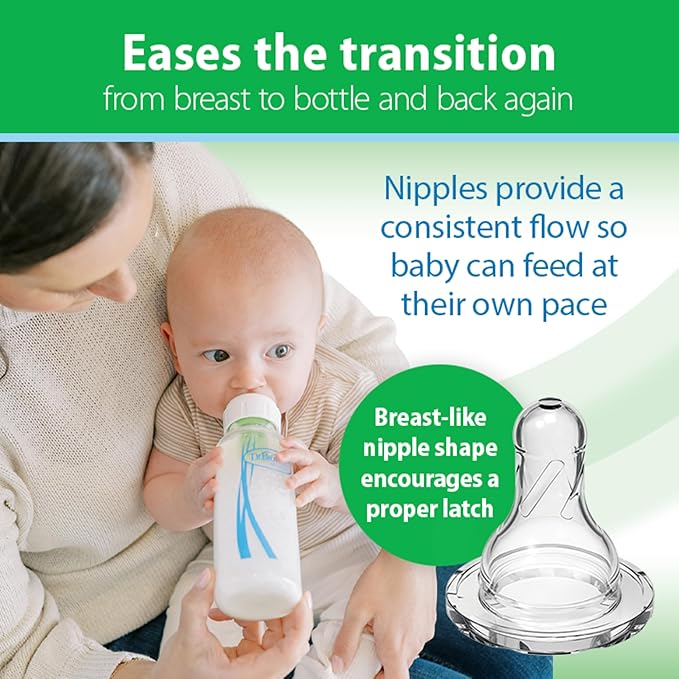 Dr. Brown's Anti-Colic Options+ Narrow Glass Baby Bottle with Level 1 Slow Flow Nipple, BPA-Free, 8 oz/250 mL, 4-Pack